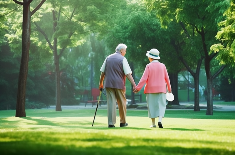 老人退休手牵手户外步行实拍摄影图,高清,摄影图,摄影图片,图片大全,摄影图免费下载